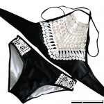 Vicbovo Women Halter High Neck Push Up Padded 2 Pieces Bikini Set Lace Splicing Swimsuit Black B07B2V3TRF